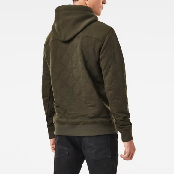 G-Star Raw Men's Utility Quilted Hoodie Olive Green Relaxed Fit Size Medium - Picture 3 of 14